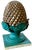 Plastic 1960s Gold & Green Pinecone Finial Sculpture With Acanthus Leaf Motif and Square Plinth For Sale - Image 7 of 10