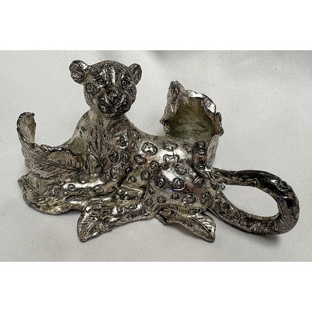 1998 Vintage Arthur Court Lounging Leopard Salt & Pepper Holder/ Candle Holder For Sale In West Palm - Image 6 of 13