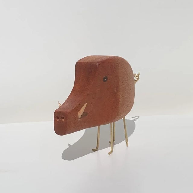 Red Mahogany Wild Boar Mid Century Modern Style Figurine Jacob Hermann Style Danish Modern For Sale - Image 8 of 11