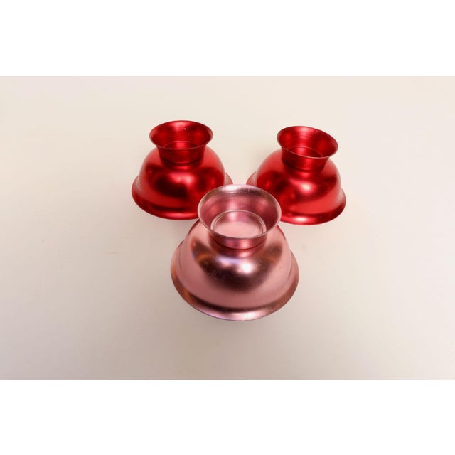 Set of Three Mid-Century Modern Red and Pink Anodized Aluminum Sherbets / Bowls For Sale In New York - Image 6 of 13