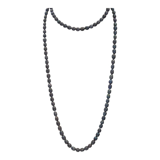 1960s Opera Length Freshwater Black Pearls For Sale