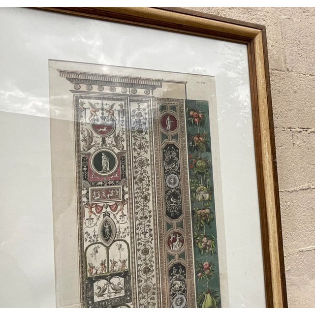 Mid 20th Century Vintage Pair of Hand Colored Engravings After Raphael “Le Loggie De Raffaello” From the Breakers Hotel For Sale - Image 5 of 11