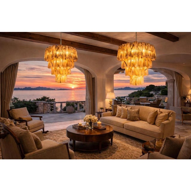 Italian Chandeliers in Murano Glass, 1990, Set of 2 For Sale - Image 4 of 16