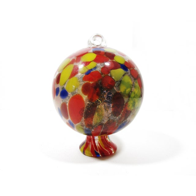 Vintage Hand-Blown Art Glass Witches Ball - Multicolor Speckled (Red, Orange, Yellow, Blue) Bring a pop of color and...