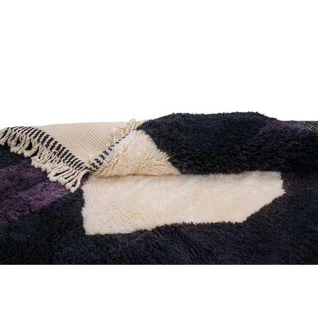 Textile Abstract Silhouette Hand-Knotted Moroccan Wool Rug | 9'9" X 7'2" | One of a Kind For Sale - Image 7 of 7