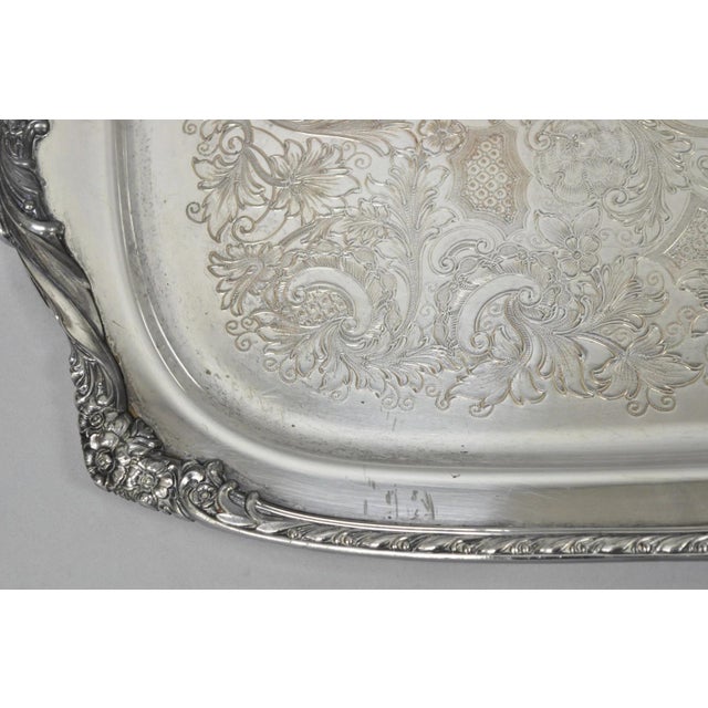 Vintage 1847 Rogers Bros Heritage 9492 Large Silver Plated Serving Platter Tray For Sale - Image 10 of 14