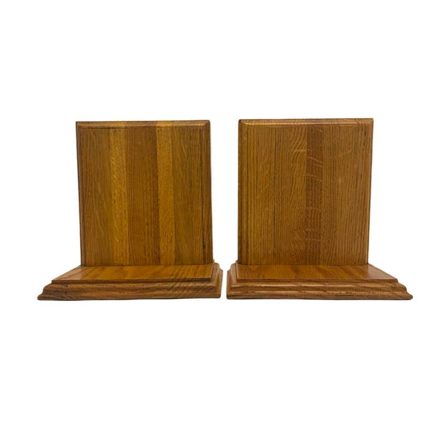 American Vintage Solid Oak Wooden Bookends- a Pair For Sale - Image 3 of 8