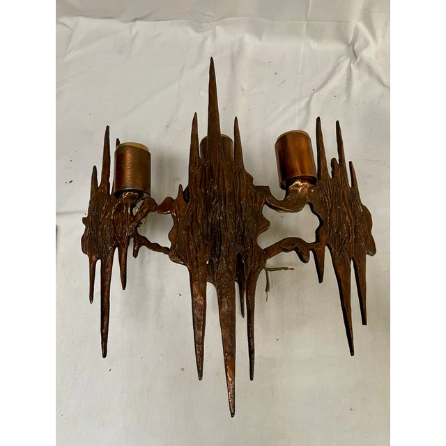 1960s Brutalist Bronze Wall Lights, 1960, Set of 2 For Sale - Image 5 of 13