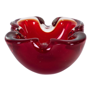 1960s Italian Murano Style Art Glass Red Bowl / Ashtray