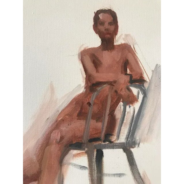 Vintage Original Oil Painting a Seated Nude Woman by Harry Barton For Sale - Image 4 of 7