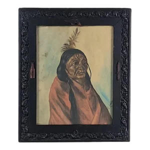 Watercolor Portrait of a Native American, u.s.a. Circa 1880