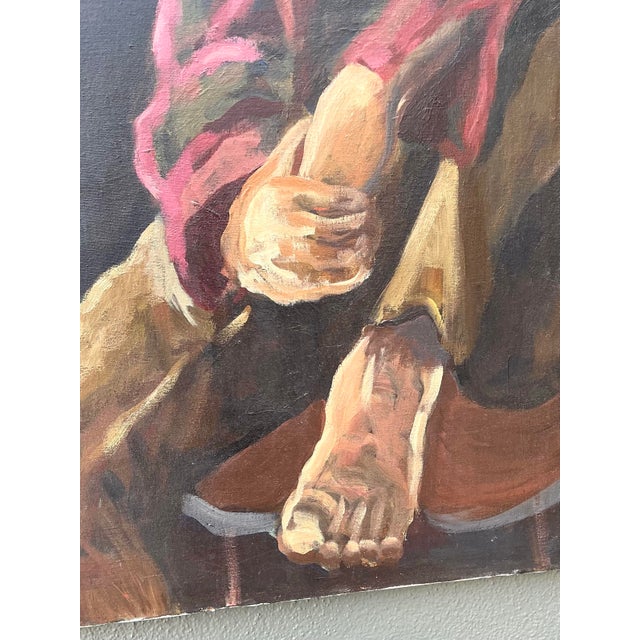 Contemporary Vintage Monumental Original Portrait on Canvas For Sale - Image 3 of 12