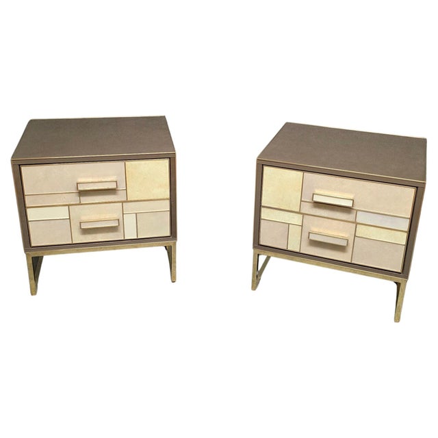 Bedside Table in Walnut and Stone-Effect Glass from Justfurnituress SRL For Sale - Image 18 of 18