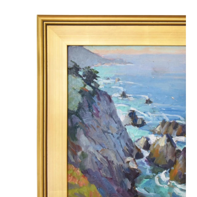 Crashing waves seascape oil painting on artist canvas panel by listed artist Silvio Silvestri (1948-2018.) Silvestri was a...