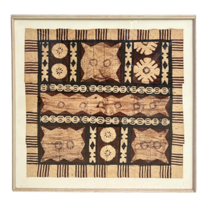 1950s Large Graphic Fijian Bark Cloth Painting