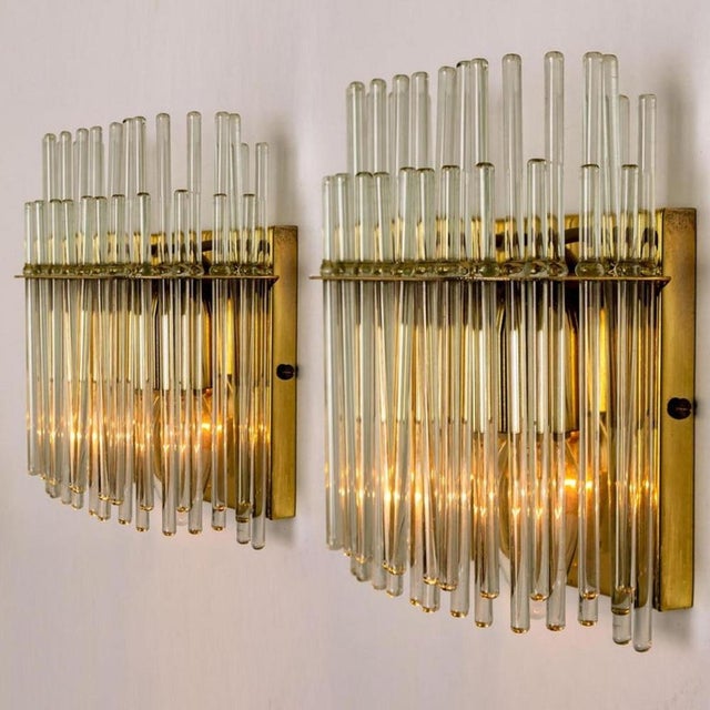 Square Glass Wall Sconces attributed to Gaetano Sciolari for Lightolier, 1960s For Sale - Image 3 of 15