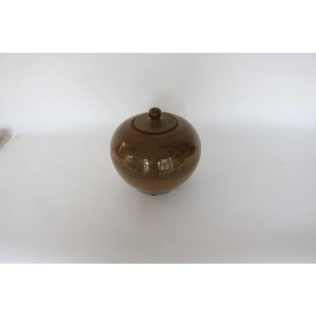 Ceramic glazed jar with lid from Beijing China.