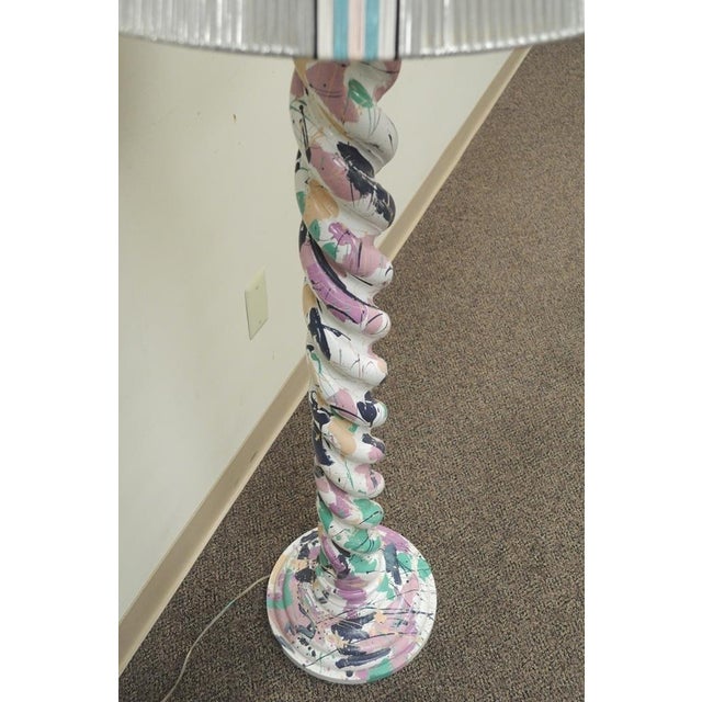 Vintage Mid Century Modern Paint Splatter Pollock Style Spiral Wood