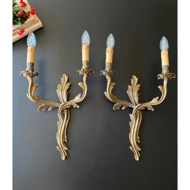 Vintage Bronze Wall Lights, 1950s, Set of 2 For Sale - Image 12 of 12