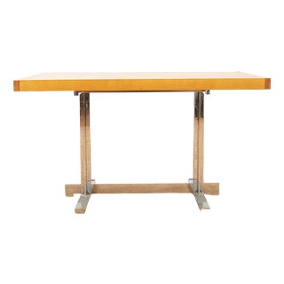 Table with Chrome-Plated Steel Frame and 4 Extensions For Sale