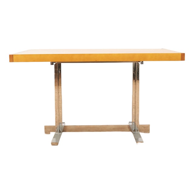 Table with Chrome-Plated Steel Frame and 4 Extensions For Sale