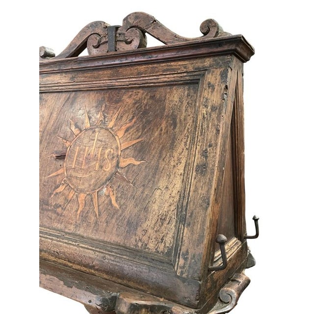 Antique European Carved & Polychrome Wood Ecclesiastical Lectern With Ihs Christogram For Sale In Miami - Image 6 of 16