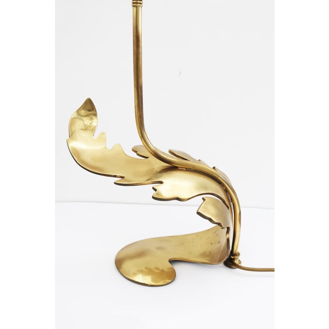 Cream Large Hollywood Regency Table Lamp in Brass, 1970s For Sale - Image 8 of 11