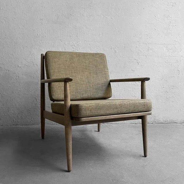 Mid-Century Modern, ash, lounge chair by Baumritter for their Viko collection features a custom pickle finish with newly...