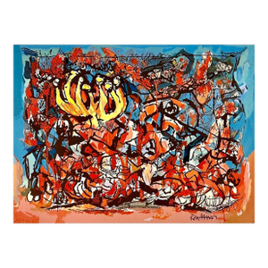 Abraham Rattner, Abraham Rattner Large Expressionist Hand Woven Israeli Aubusson Wool Tapestry, c.1950's
