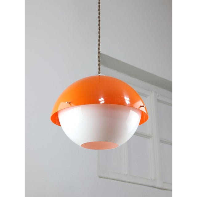 Space Age Italian Orange Acrylic Glass Pendant Lamp, 1970s For Sale - Image 16 of 18