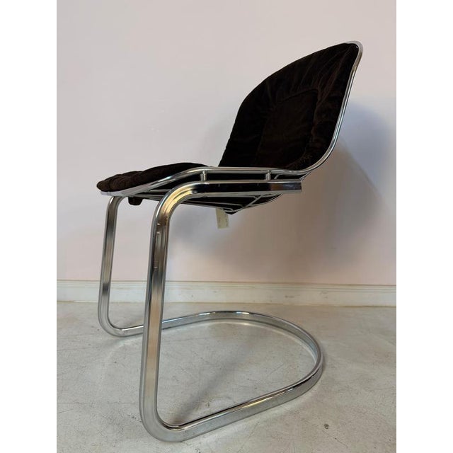 Cantilever Chair in Chrome with Brown Upholstery by Gastone Rinaldi For Sale - Image 6 of 11