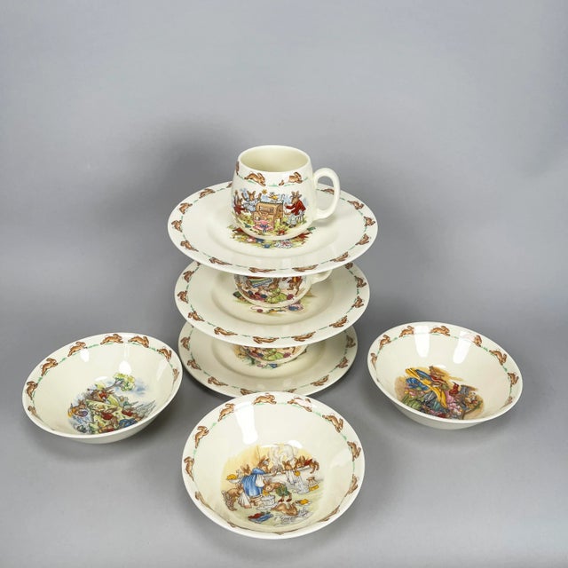 Vintage Royal Doulton Bunnykins Porcelain Child's Plate Bowl Cup Set- 9 Pieces For Sale - Image 13 of 13