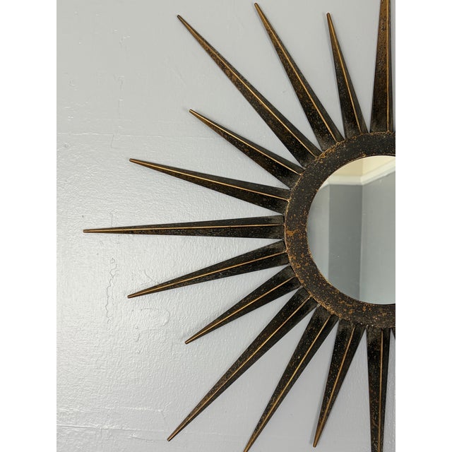 1970s Mid 20th Century Modern Metal Starburst Wall Mirror For Sale - Image 5 of 9