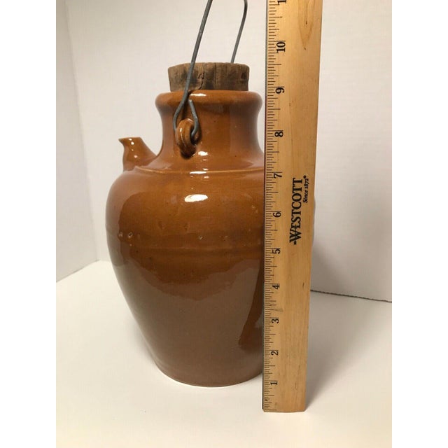 Antique 19th Century Brown Glazed Stoneware Jug With Wire Handle & Cork For Sale In Los Angeles - Image 6 of 7
