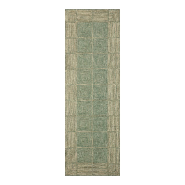 Chris Loves Julia x LoloiFrancis Green / Natural 2'-6" x 7'-6" Runner Rug For Sale