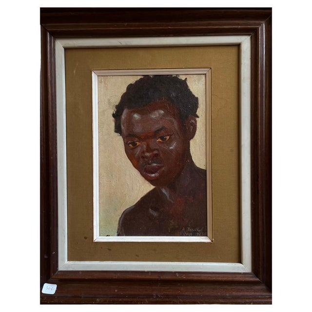 Alexandre Jacovleff, Portrait of a Young African Man, 1925, Oil Painting on Panel, Framed For Sale - Image 6 of 6
