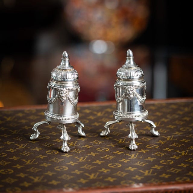 Antique 19th Century French solid silver exceptional and highly unusual pair of pepper mills by the celebrated Parisian...