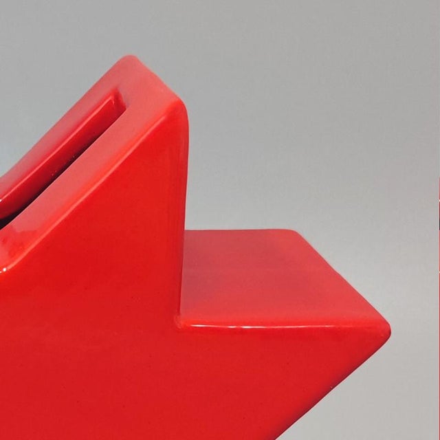 Ceramic Red Vase Hsing by Ettore Sottsass, Italy, 1980s For Sale - Image 7 of 10