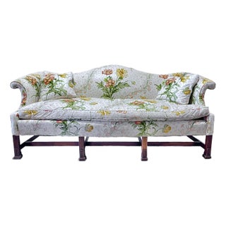 Vintage Floral Chippendale Style Sofa W/Pillows For Sale