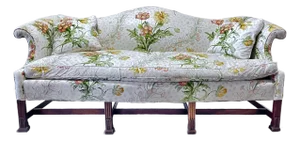 Vintage Floral Chippendale Style Sofa W/Pillows
