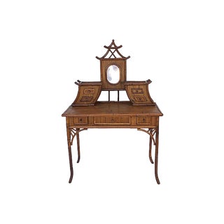Vintage Chinoiserie Rattan Vanity For Sale