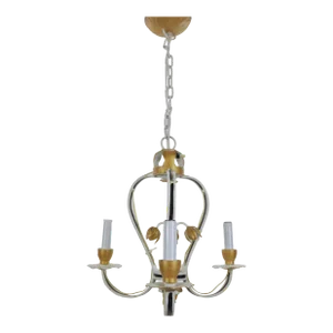 Vintage White and Gold Mini Chandelier/Ceiling Light