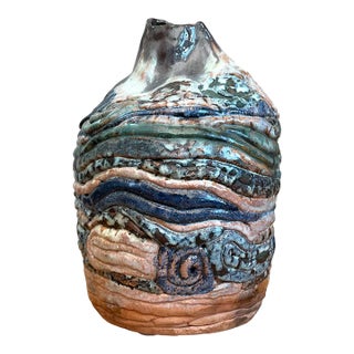 Vintage Abstract Ceramic Coil Vase For Sale