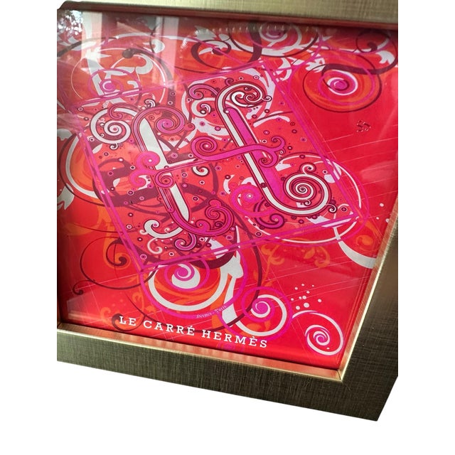 Hermès 1990s Vintage Framed Authentic Original Hermès Art Advertisement Lithograph Featuring Hermès Design French For Sale - Image 4 of 7