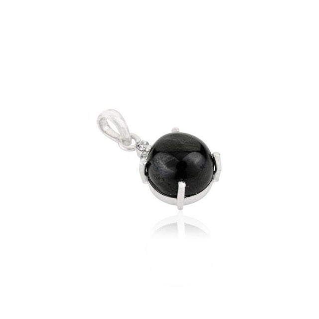 Not Yet Made - Made To Order Sterling Silver Black Star Drop Pendant With Zircons For Sale - Image 5 of 12