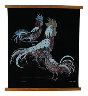 Robert Bushong Silkscreen Wall Scroll Chanticleer for Tom Tru Raymor Mid Century Modern
