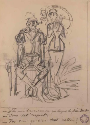 Alfred Grevin, The Gentleman and the Woman With the Sunshade, Late 19th-Century, Pencil