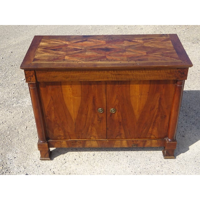 Antique Sideboard with Diamond-Shaped Wood Marquetry Top For Sale - Image 4 of 18