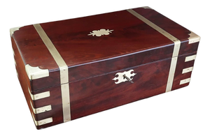 Large Antique Campaign Brass Mounted Writing Box, 1850
