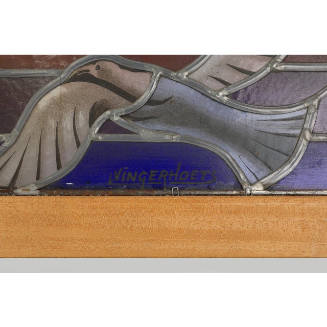 Framed Stained Glass Window by Leo Vingerhoets, 1950s For Sale - Image 6 of 12